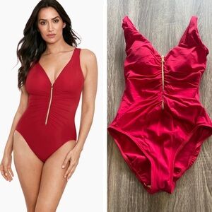 Miraclesuit Crimson One Piece Swimsuit with Zipper